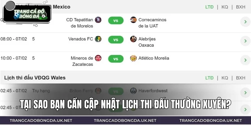 Theo dõi lịch thi đấu giúp bạn nắm bắt kèo cược chuẩn xác